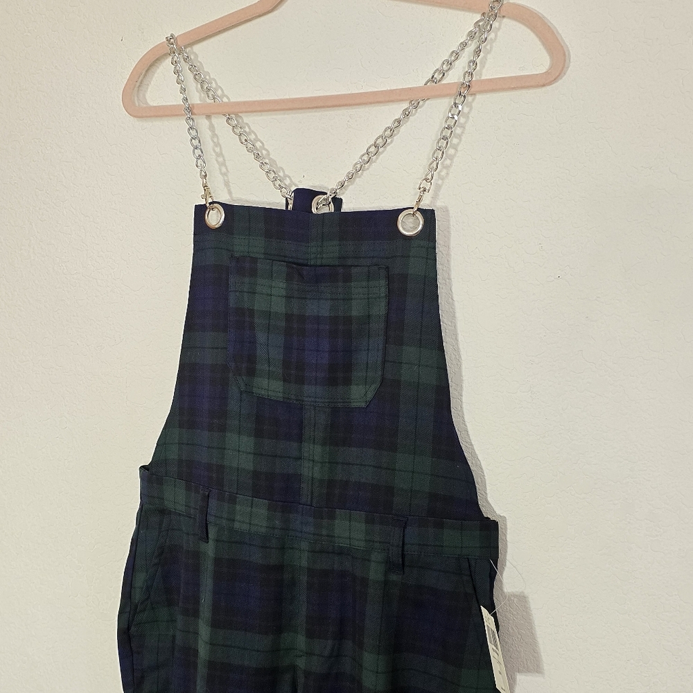New! Hot Topic plaid overalls